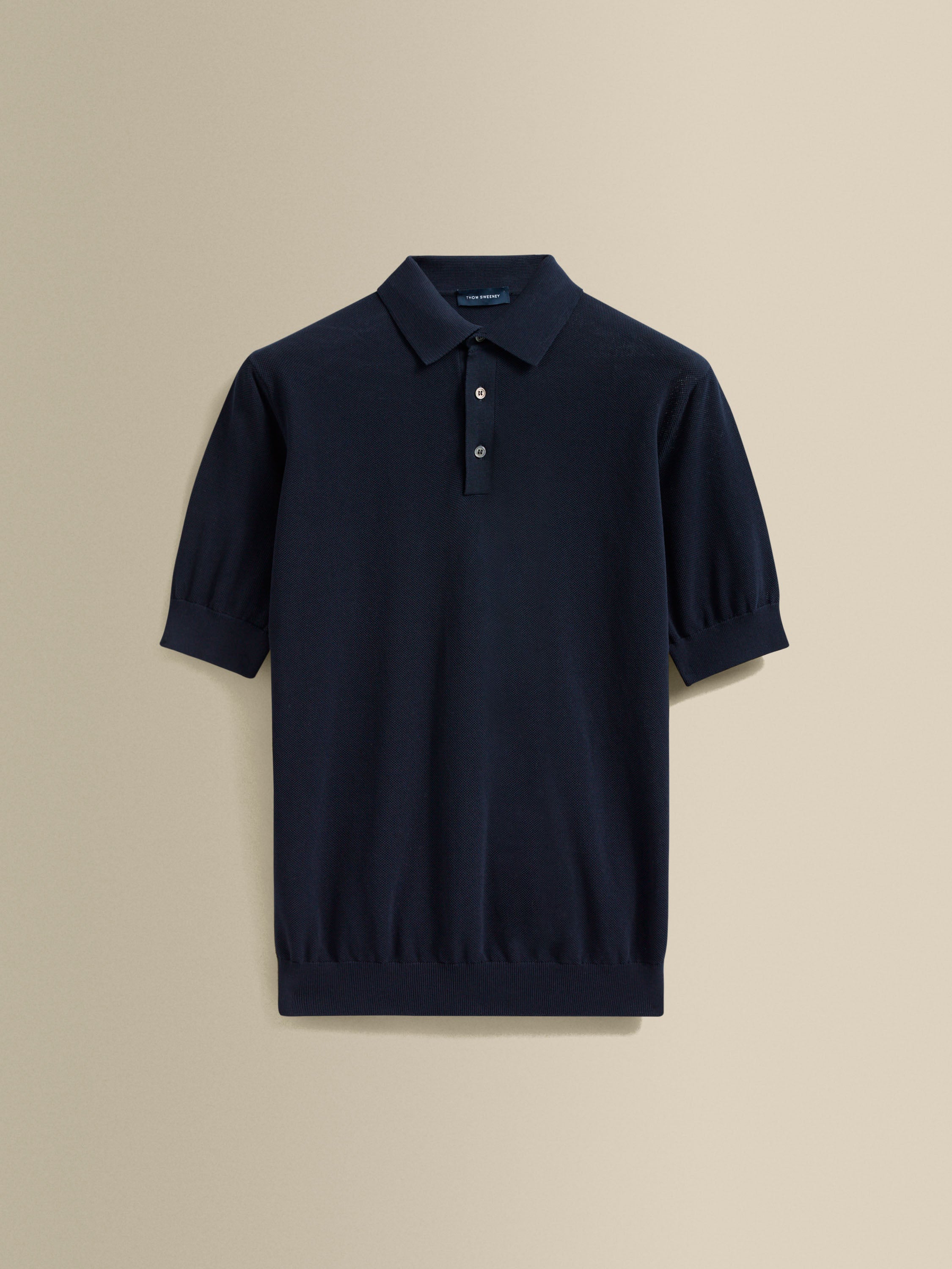 Cotton Air Crepe Polo Shirt Navy Product Image