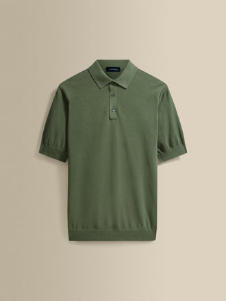 Cotton Air Crepe Polo Shirt Sage Product Image