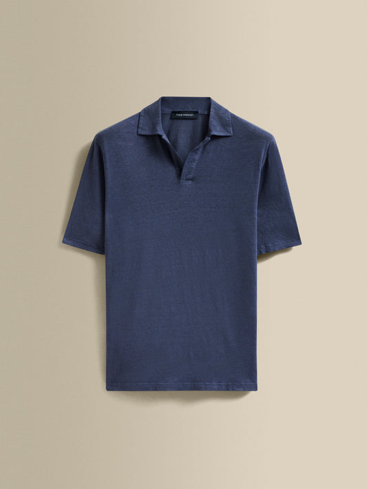 Linen Skipper Polo Shirt Denim Product Image