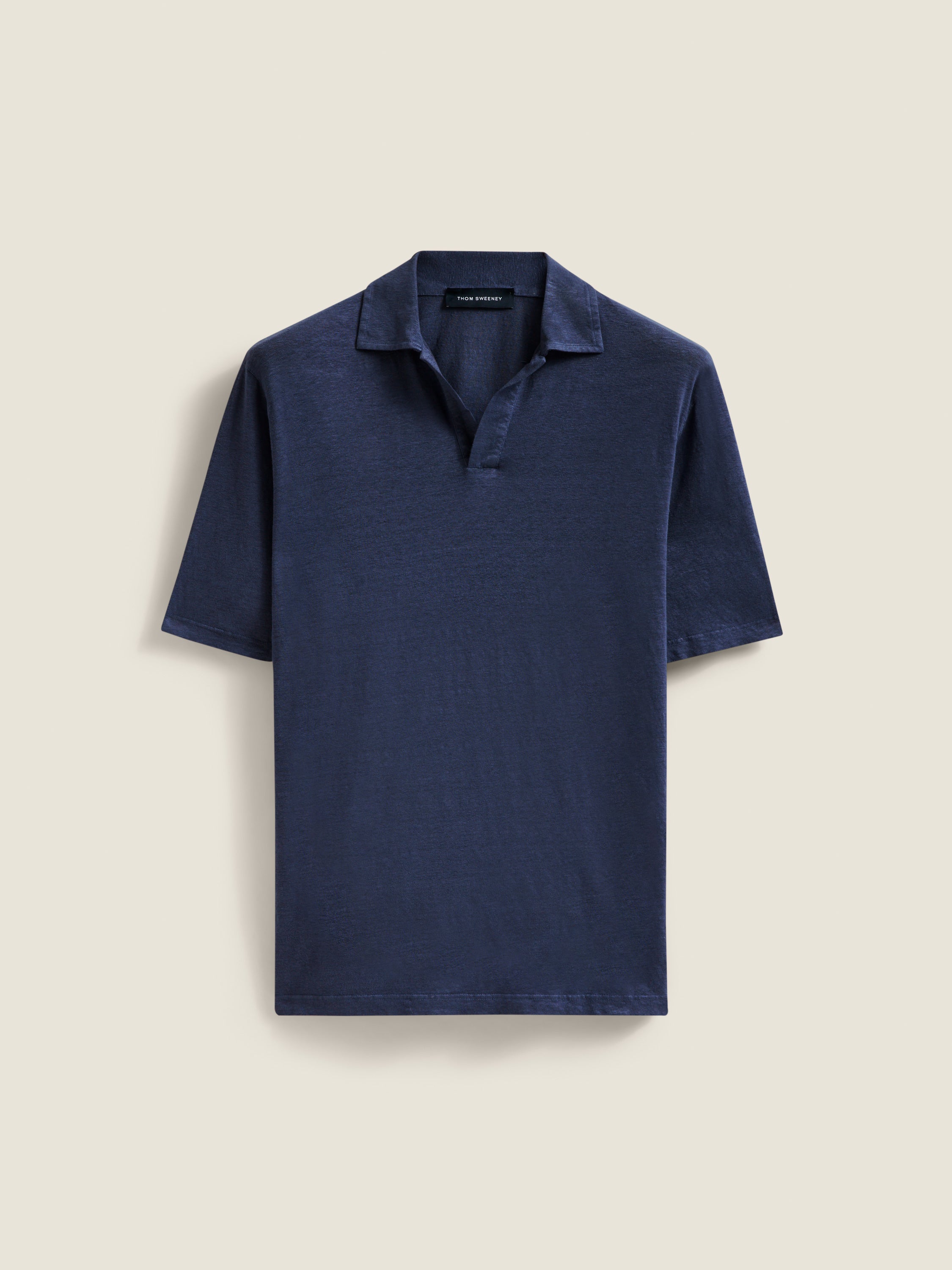 Linen Skipper Polo Shirt Navy Product Image