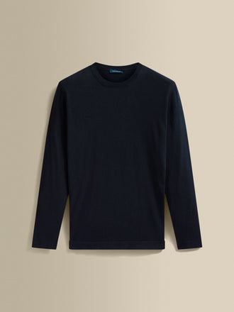 Cotton Cashmere Extrafine Crew Neck Sweater Navy Product Image