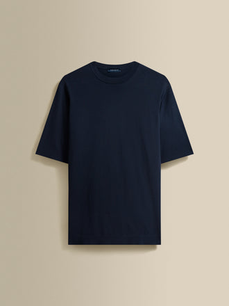 Crepe Cotton T-Shirt Navy Product Image