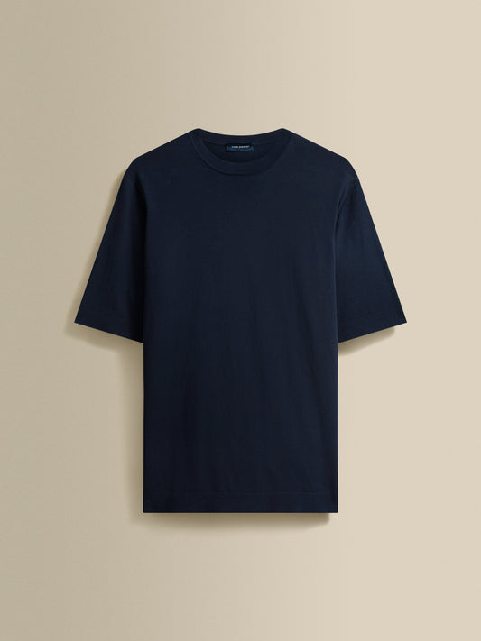 Crepe Cotton T-Shirt Navy Product Image