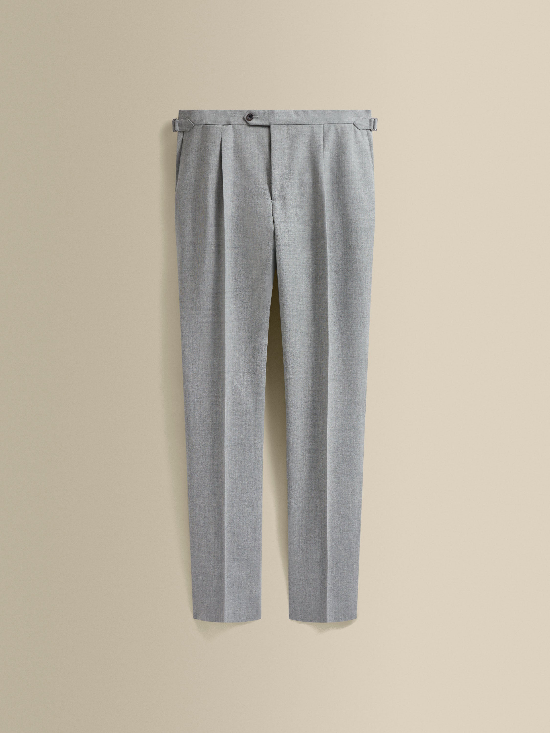 Wool Single Pleat Tailored Trousers Charcoal Grey Product Image