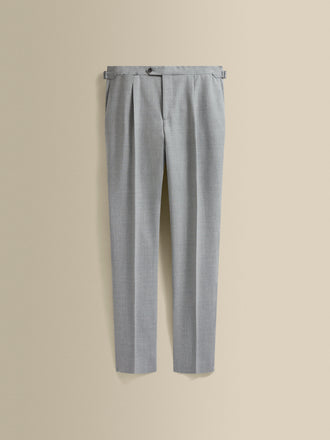 Wool Single Pleat Tailored Trousers Charcoal Grey Product Image