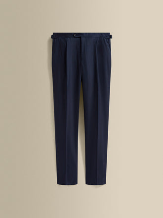 Wool Single Pleat Tailored Trousers Navy Product Image