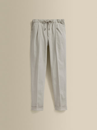 Cotton Twill Drawstring Tailored Trousers Off White Product Image