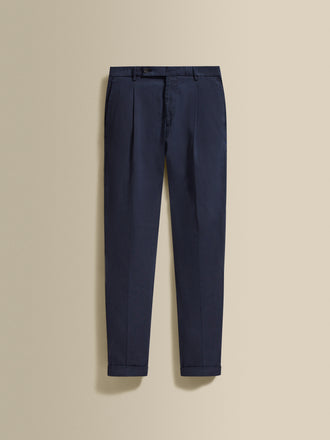 Cotton Single Pleat Chinos Navy Product Image