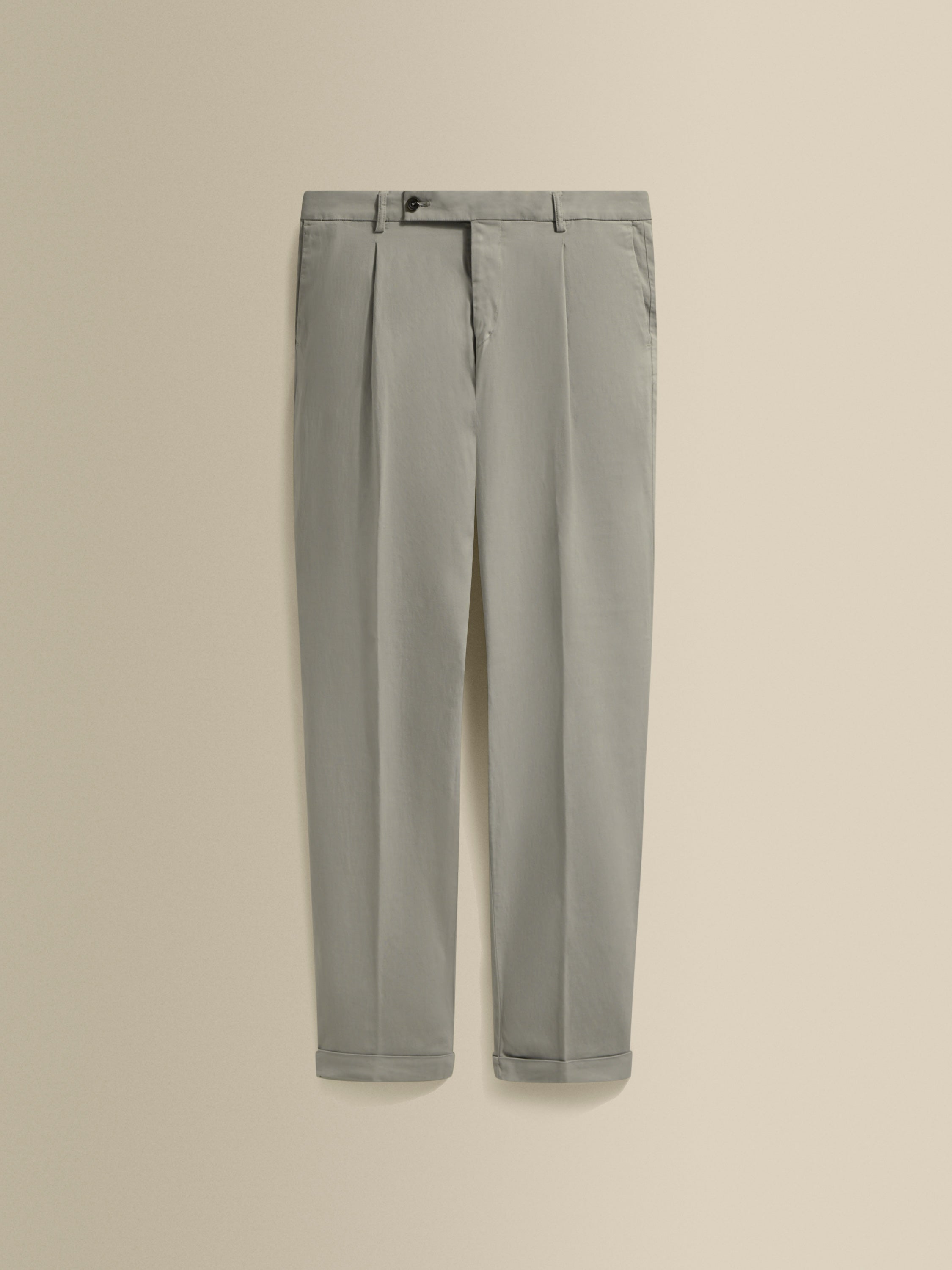 Cotton Single Pleat Chinos Taupe Product Image