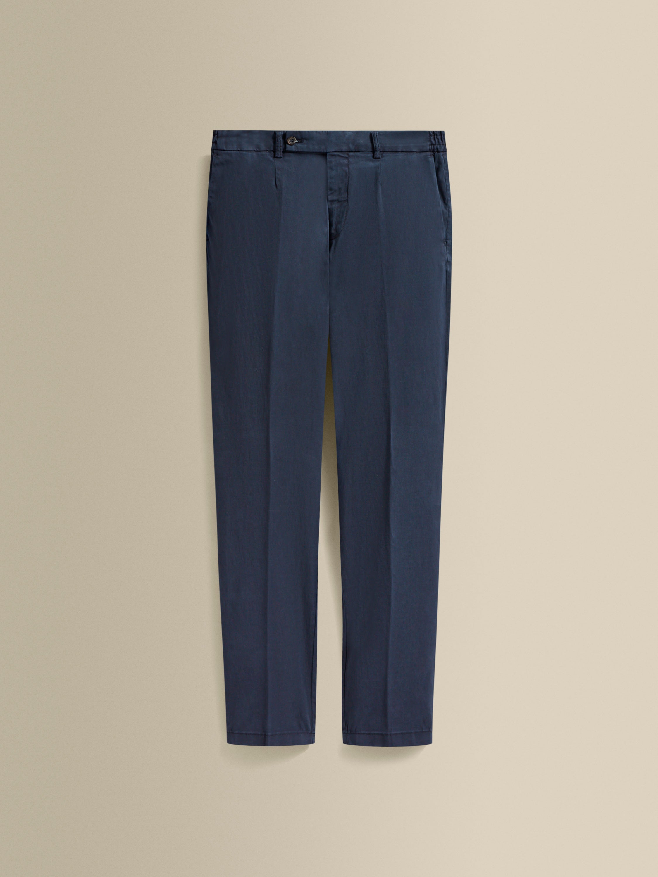 Cotton Easy Fit Flat Front Chinos Navy Product Image