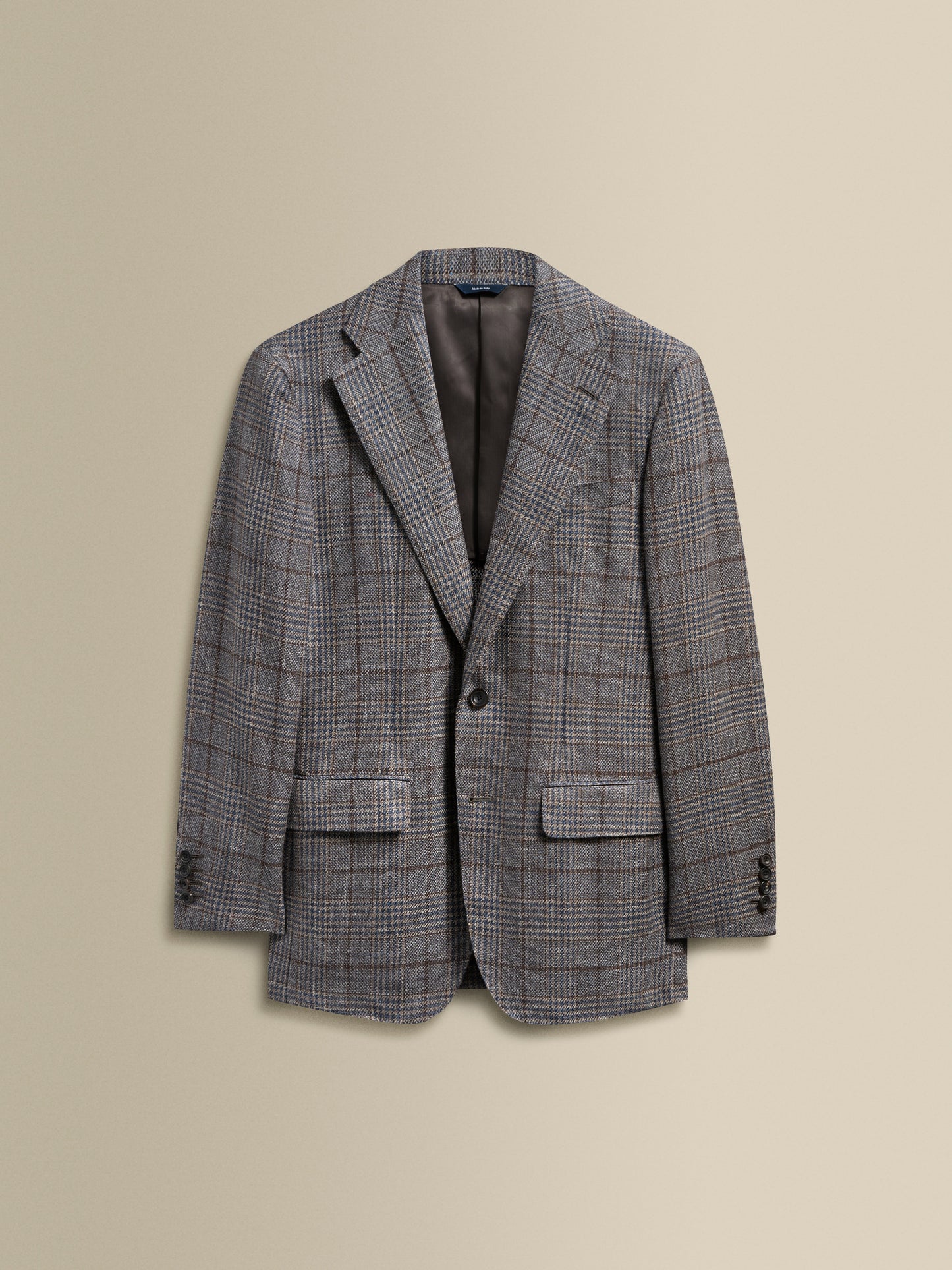 Wool Unstructured Single Breasted Jacket Brown Check Product Image