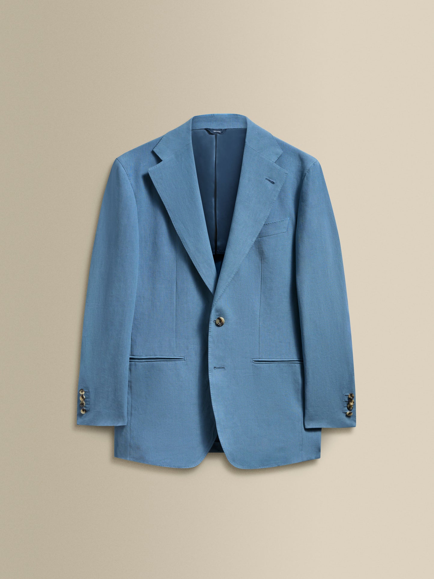 Linen Unstructured Single Breasted Jacket Mid Blue Product Image