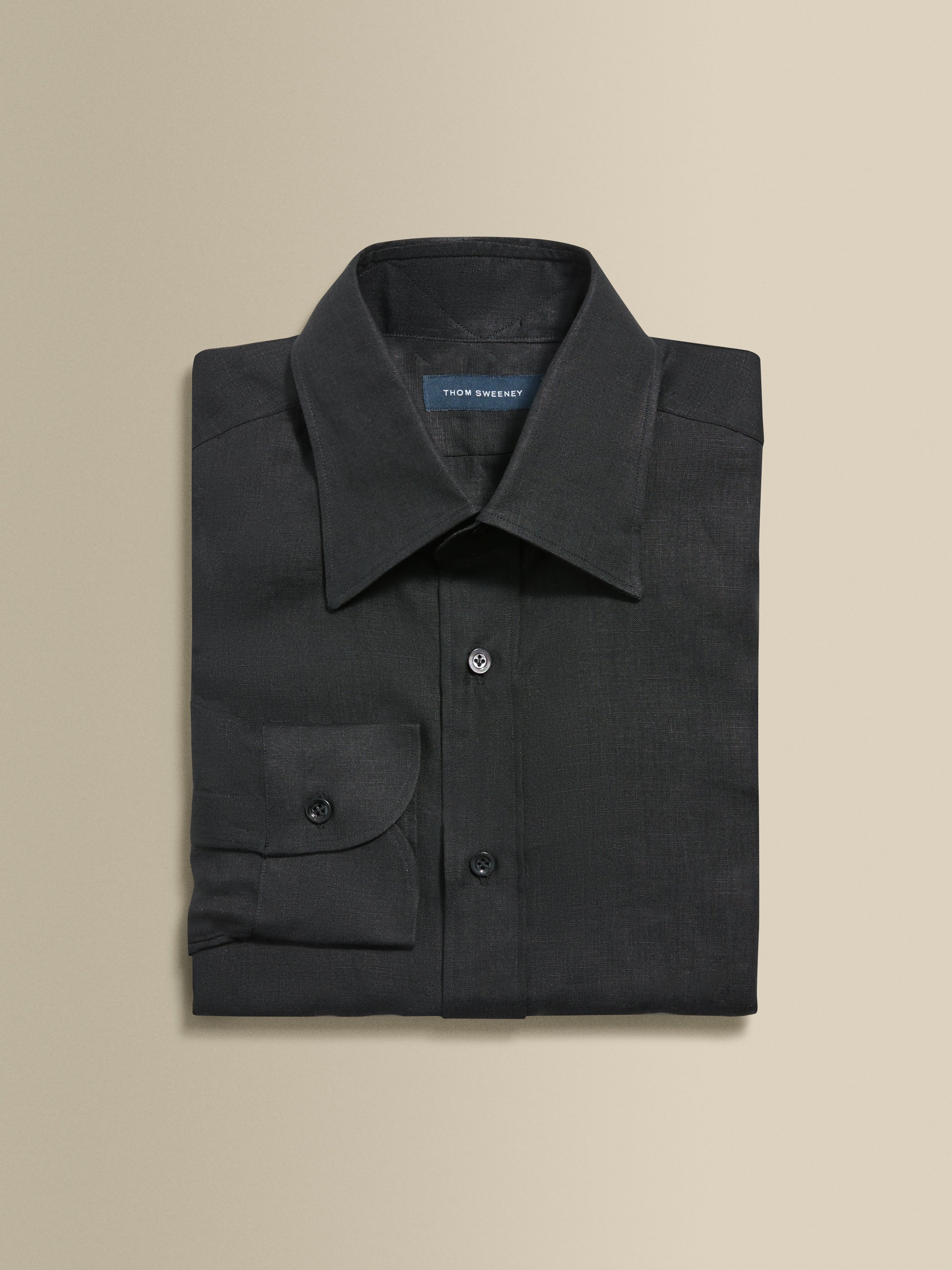 Linen Point Collar Shirt Black Product Image