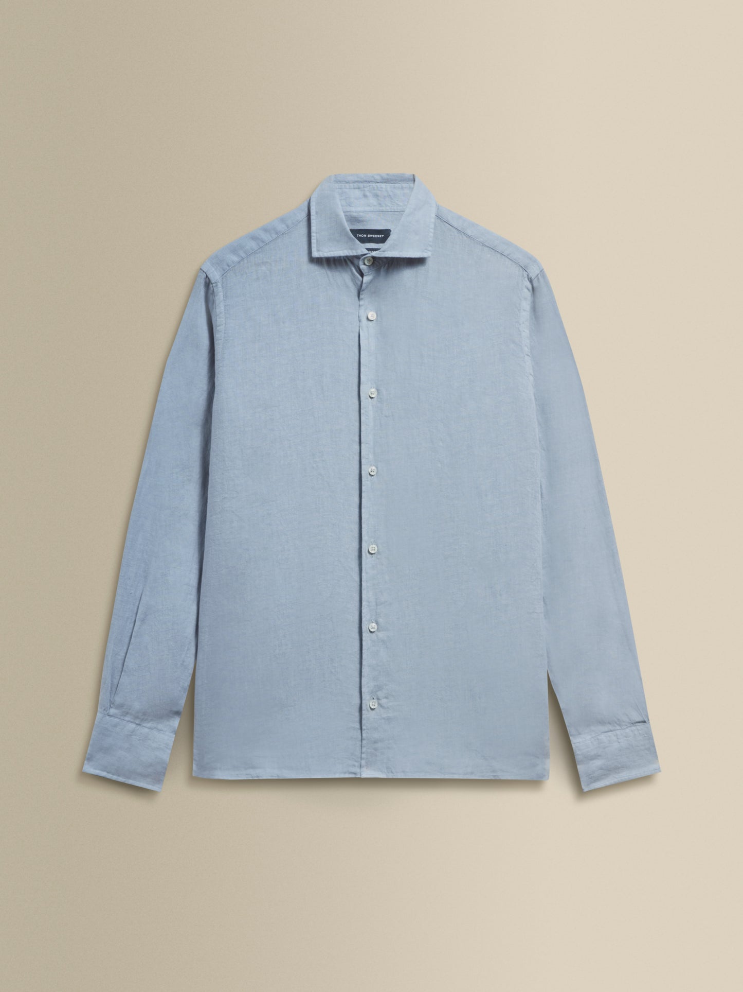 Linen Cutaway Collar Shirt Denim Product Image