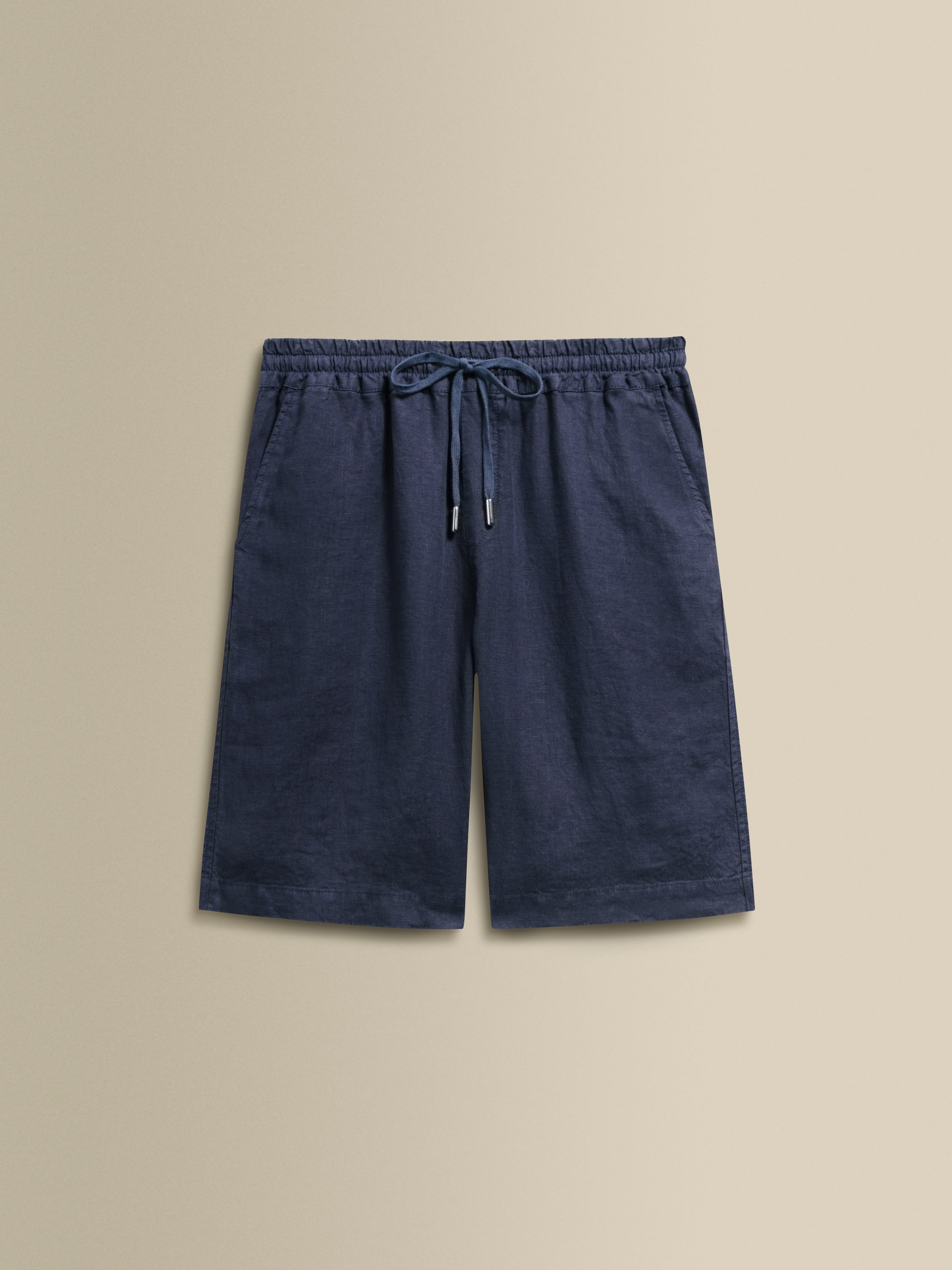 Linen Drawstring Shorts Navy Product Image