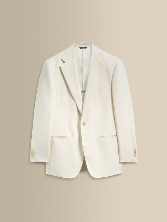 Wool Silk Single Breasted Suit Off White Jacket Product Image