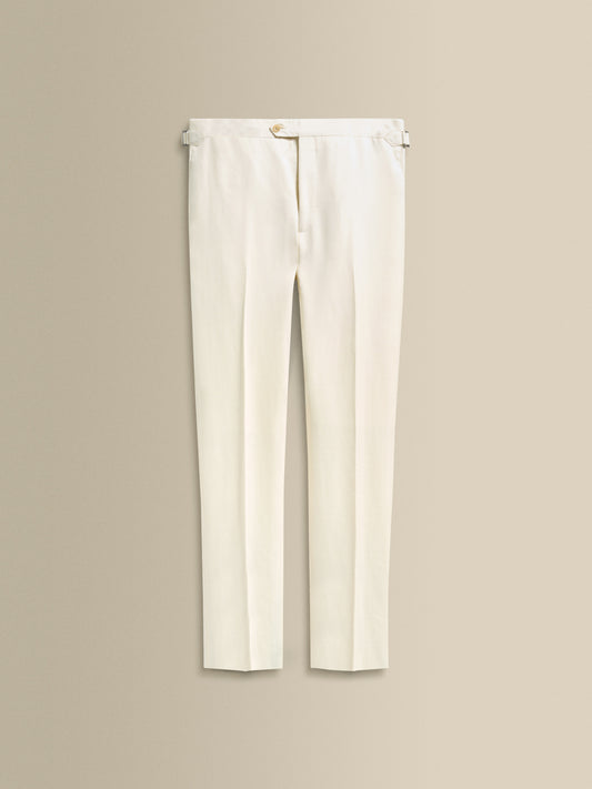 Wool Silk Single Breasted Suit Off White Trouser Product Image