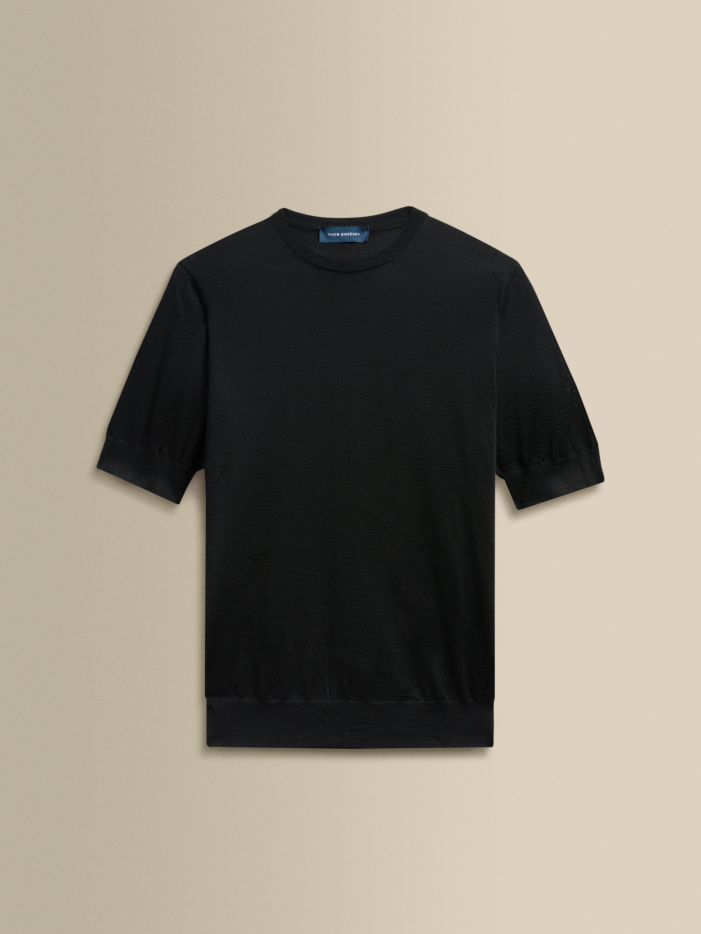 Cashmere Silk Ribbed T-Shirt Black Product Image