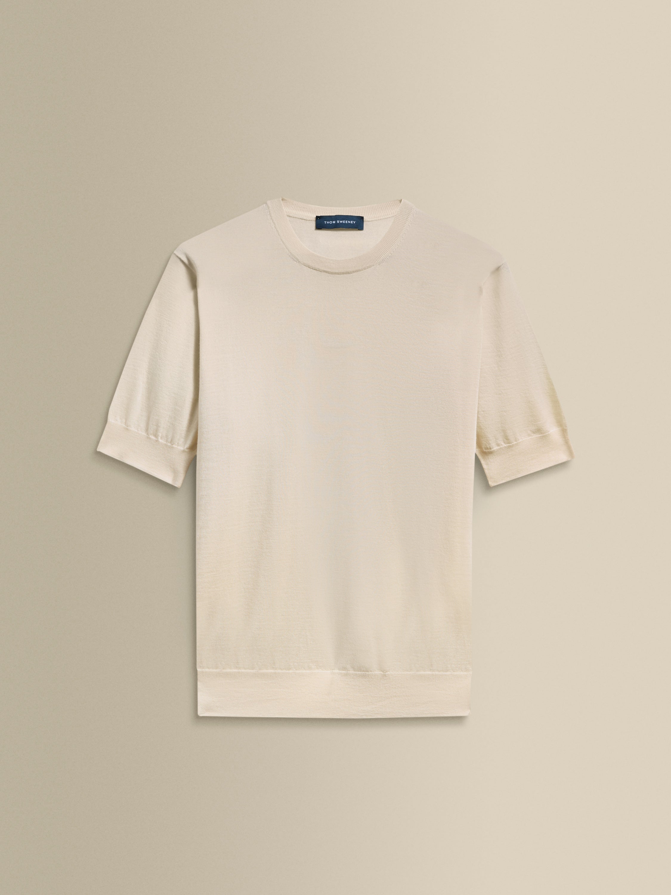 Cashmere Silk Ribbed T-Shirt Oat Product Image