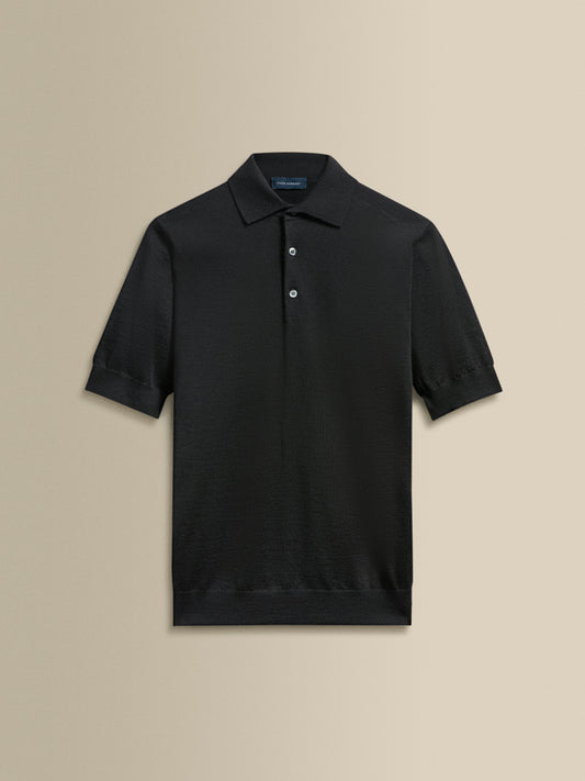 Cashmere Silk Polo Shirt Black Product Image