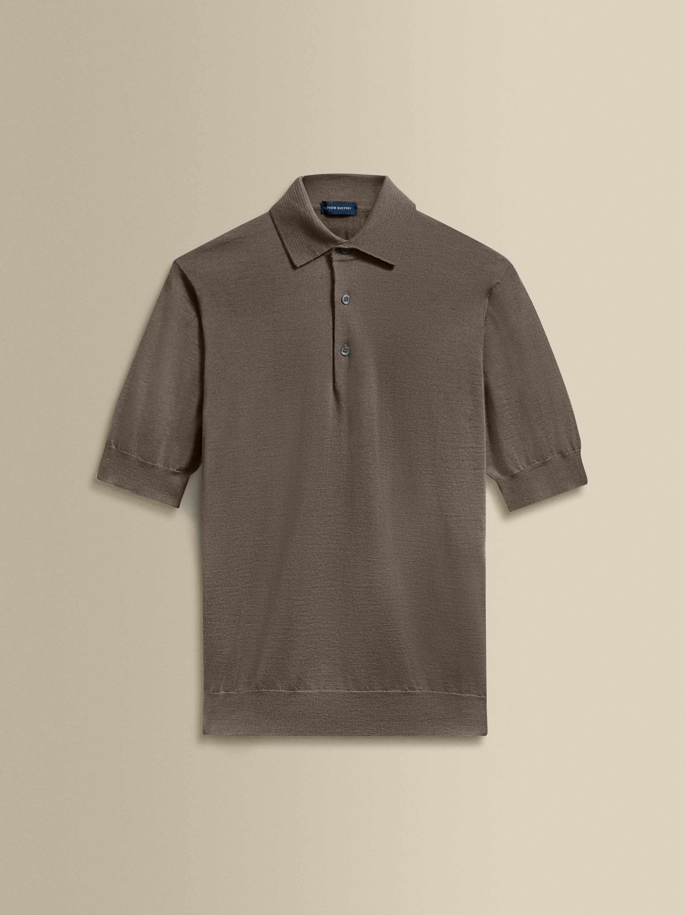 Cashmere Silk Polo Shirt Brown Product Image