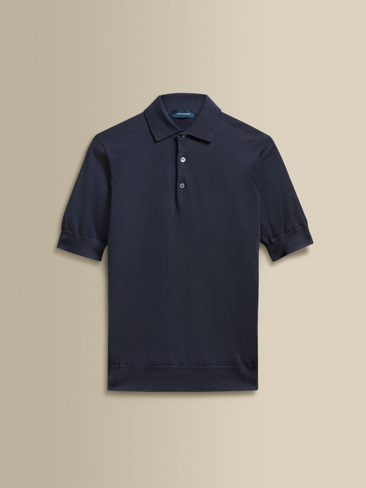 Cashmere Silk Polo Shirt Navy Product Image