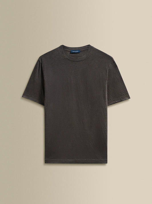 Linen Jersey T-Shirt Brown Product Image