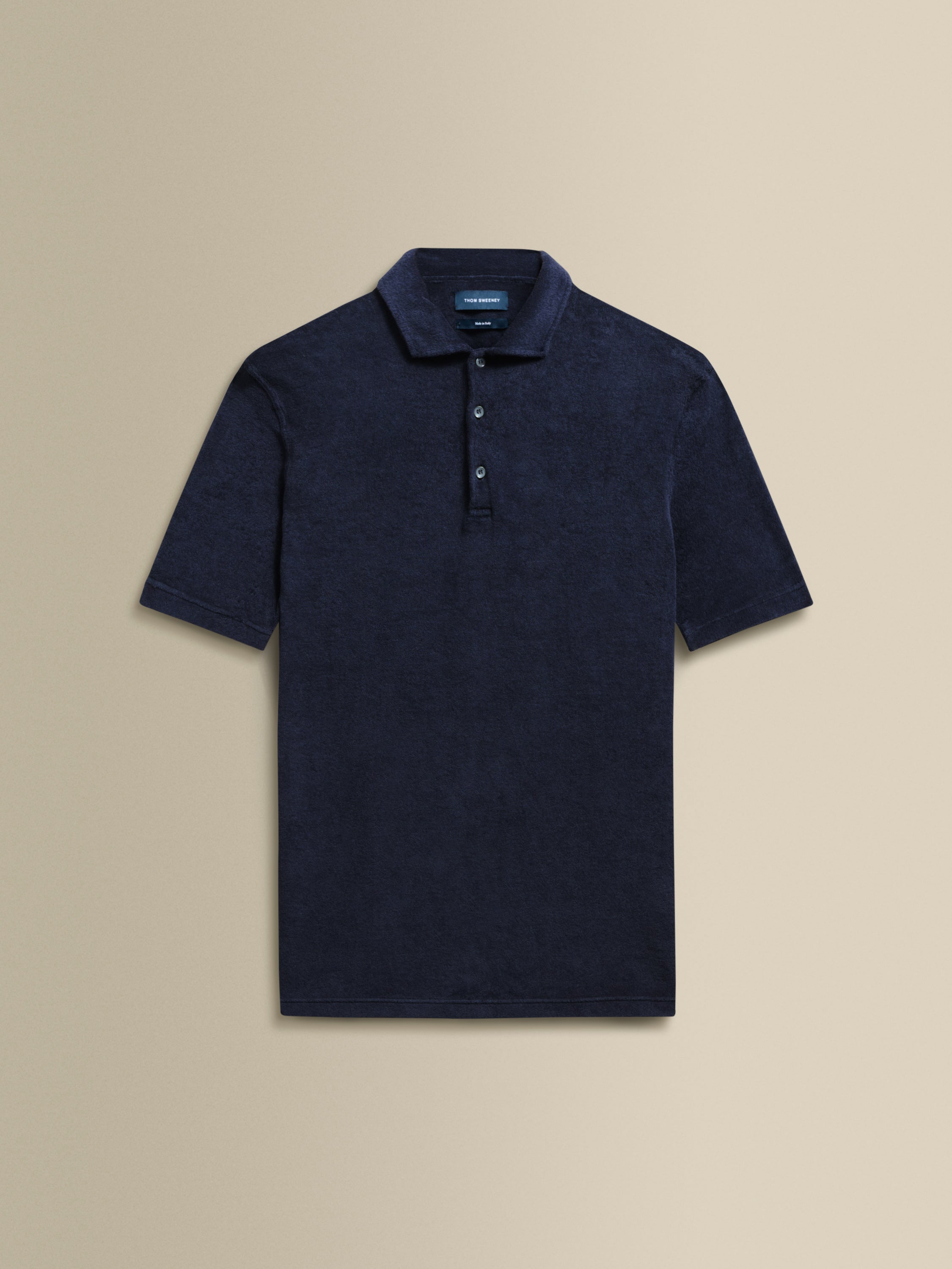 Terry Cotton Polo Shirt Navy Product Image