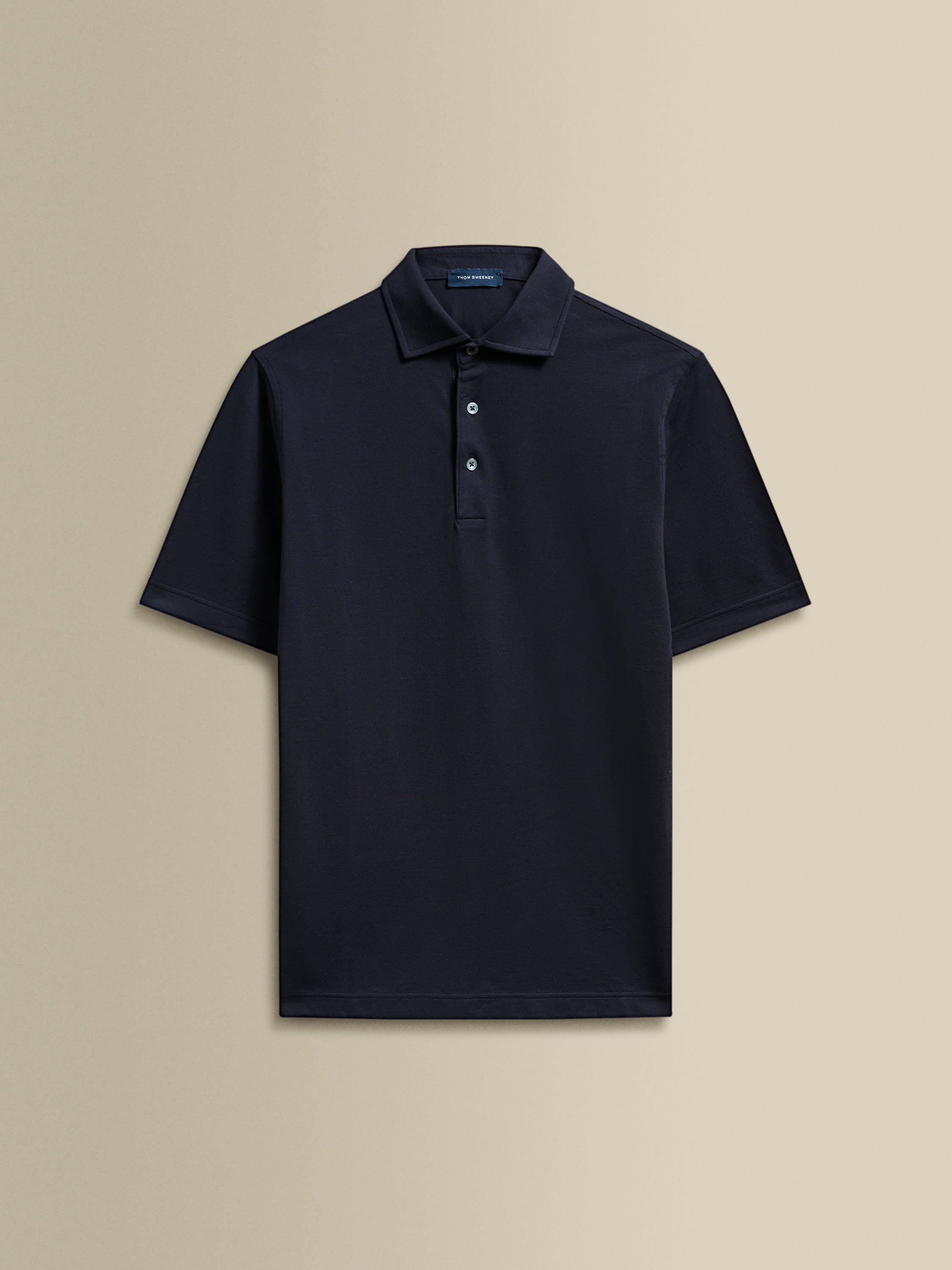 Cotton Pique Polo Shirt Navy Product Image