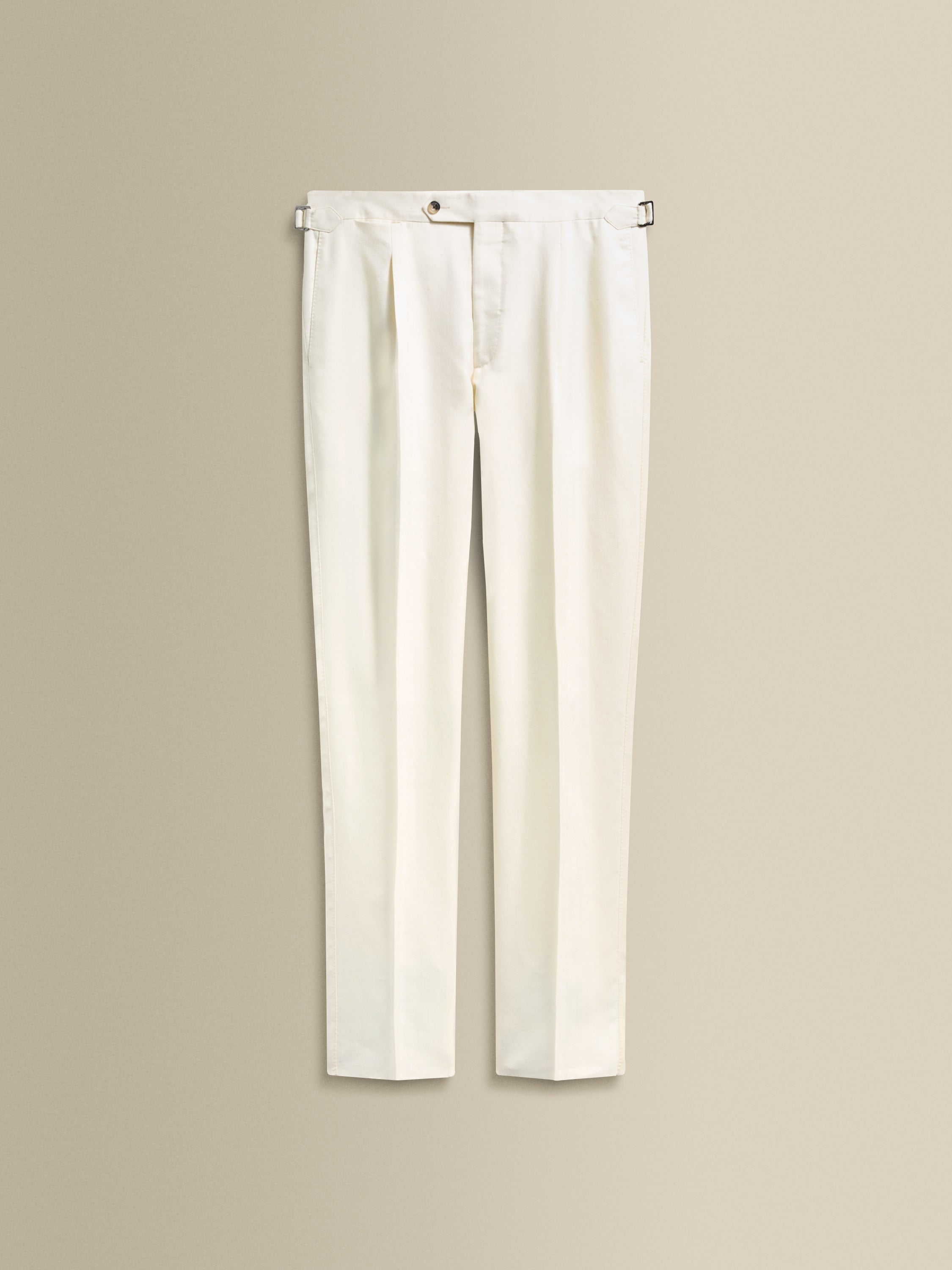 Wool Silk Flat Front Tailored Trousers Off White Product Image