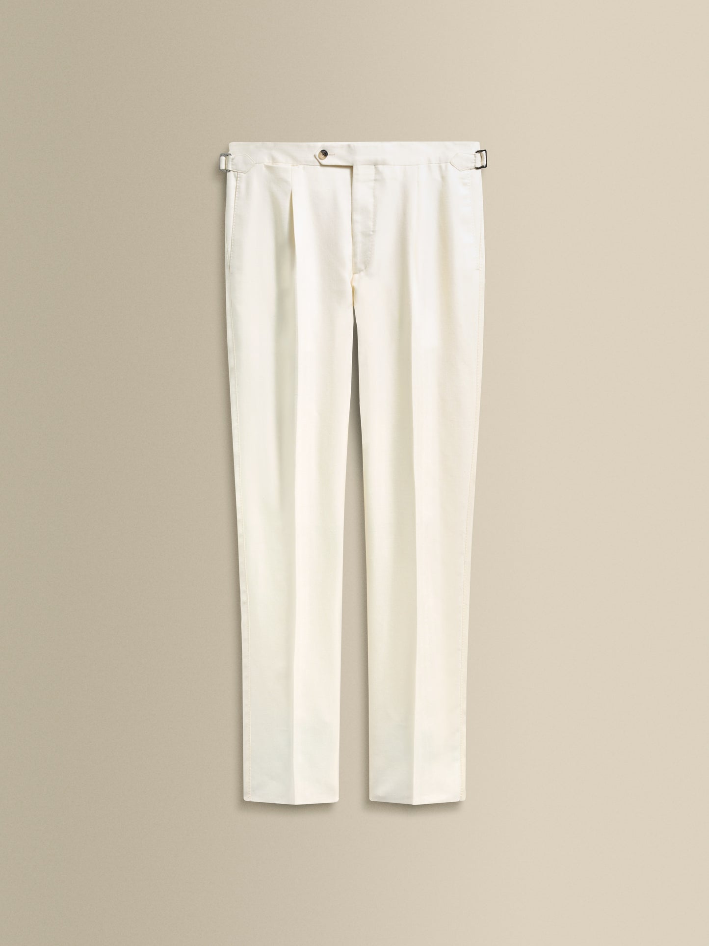 Wool Silk Flat Front Tailored Trousers Off White Product Image