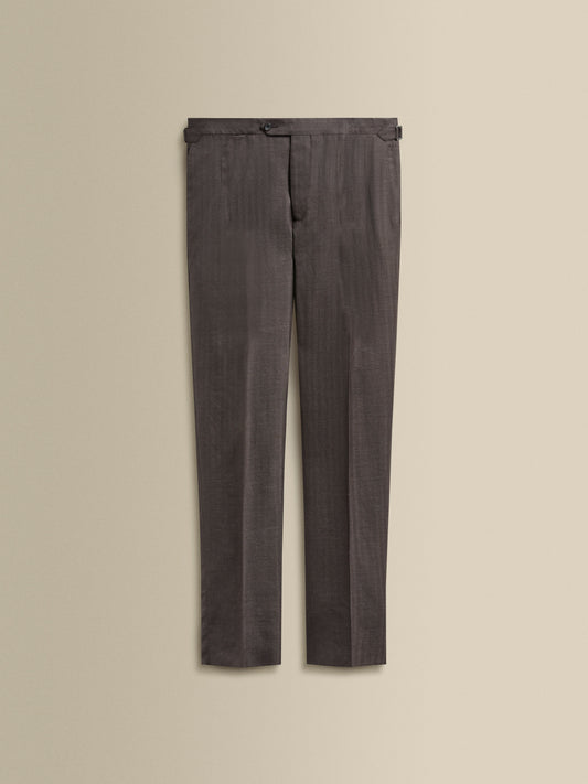 Wool Flat Front Tailored Trousers Brown Product Image