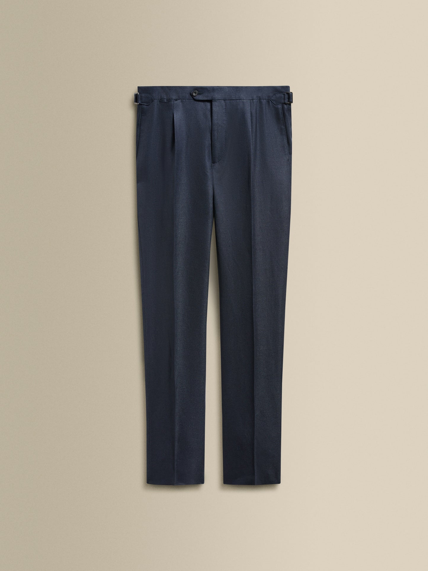 Linen Wool Single Pleat Tailored Trousers Navy Product Image