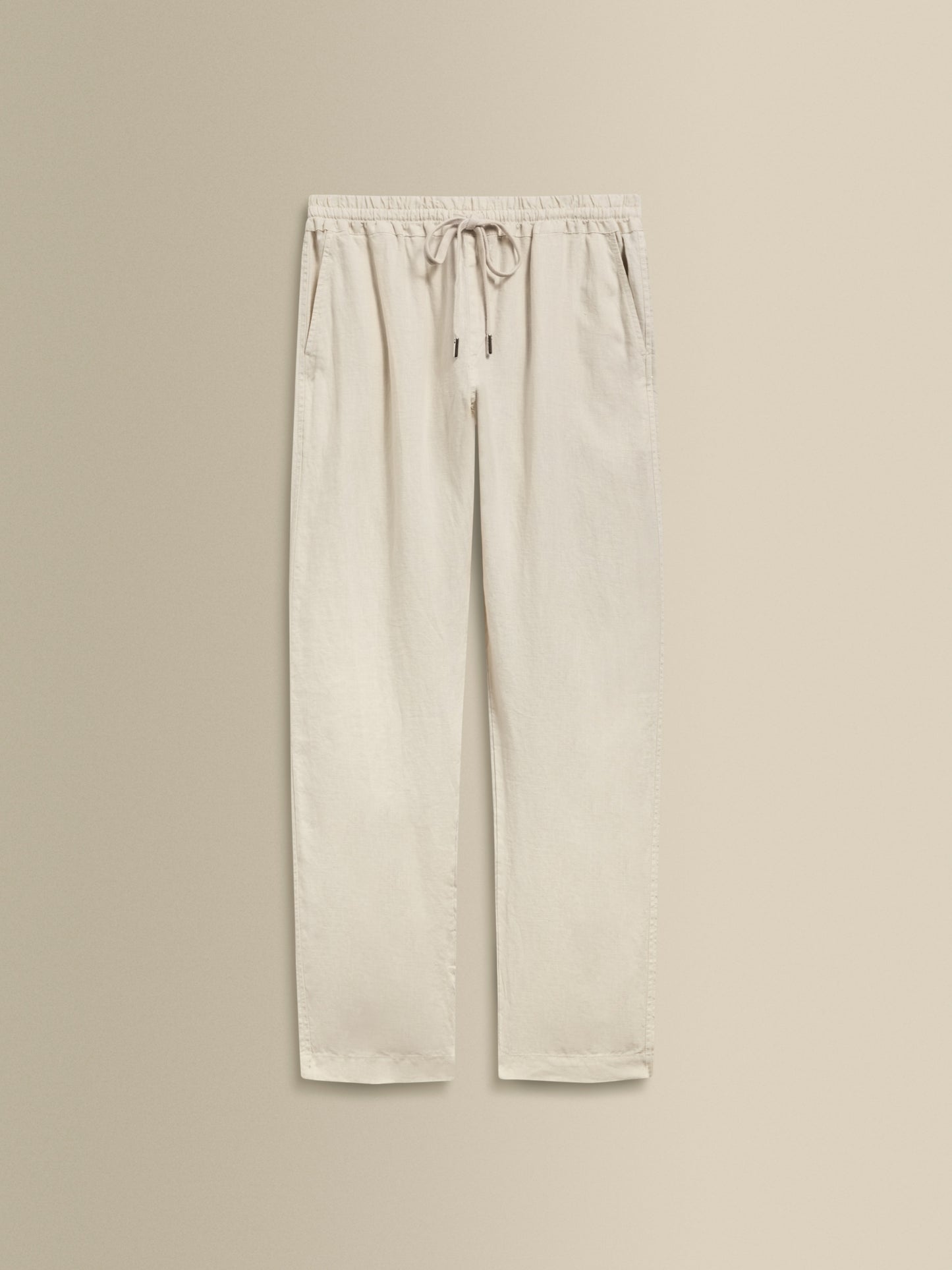 Linen Drawstring Trousers Beige Product Image