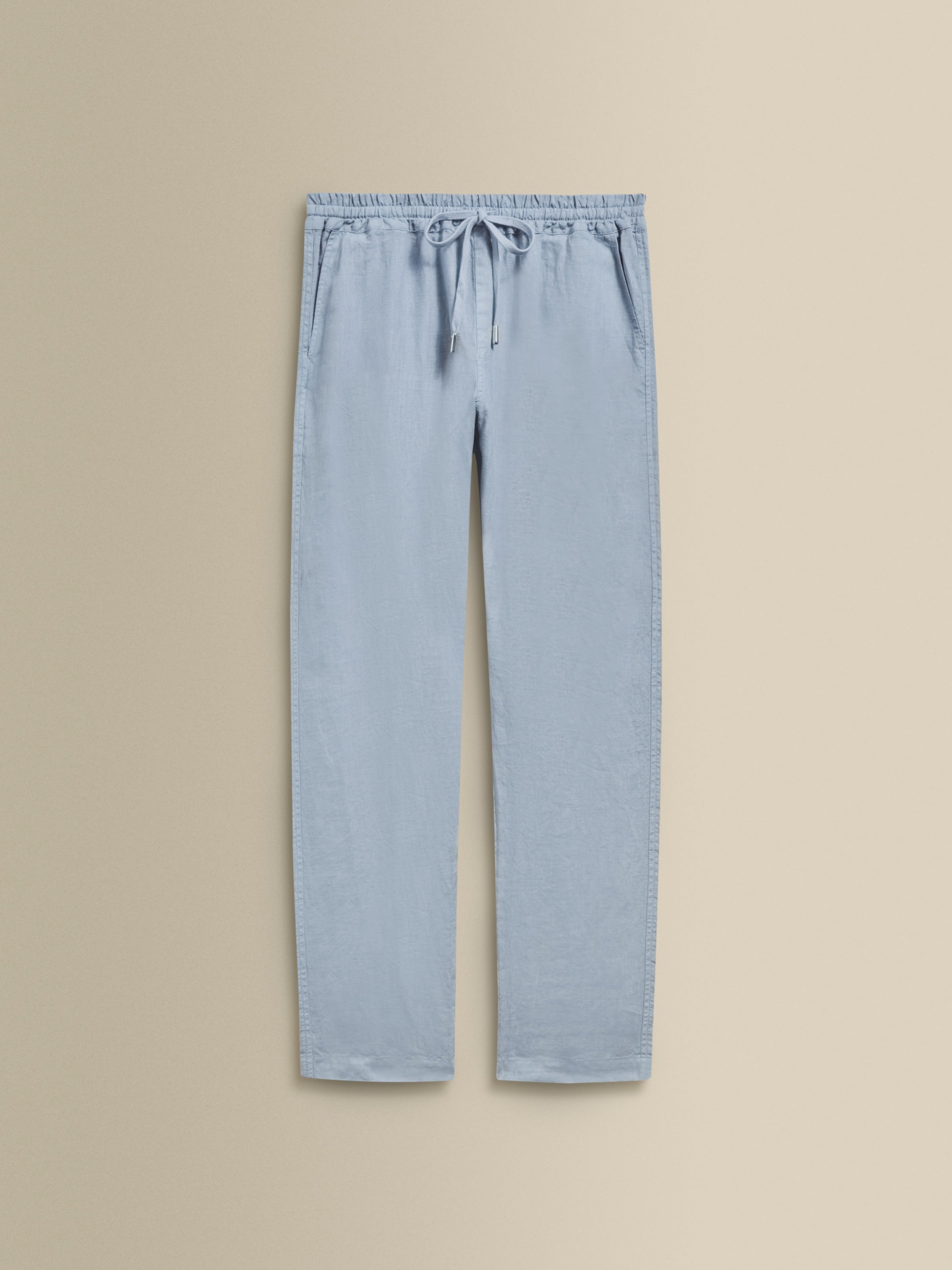 Linen Drawstring Trousers Denim Product Image