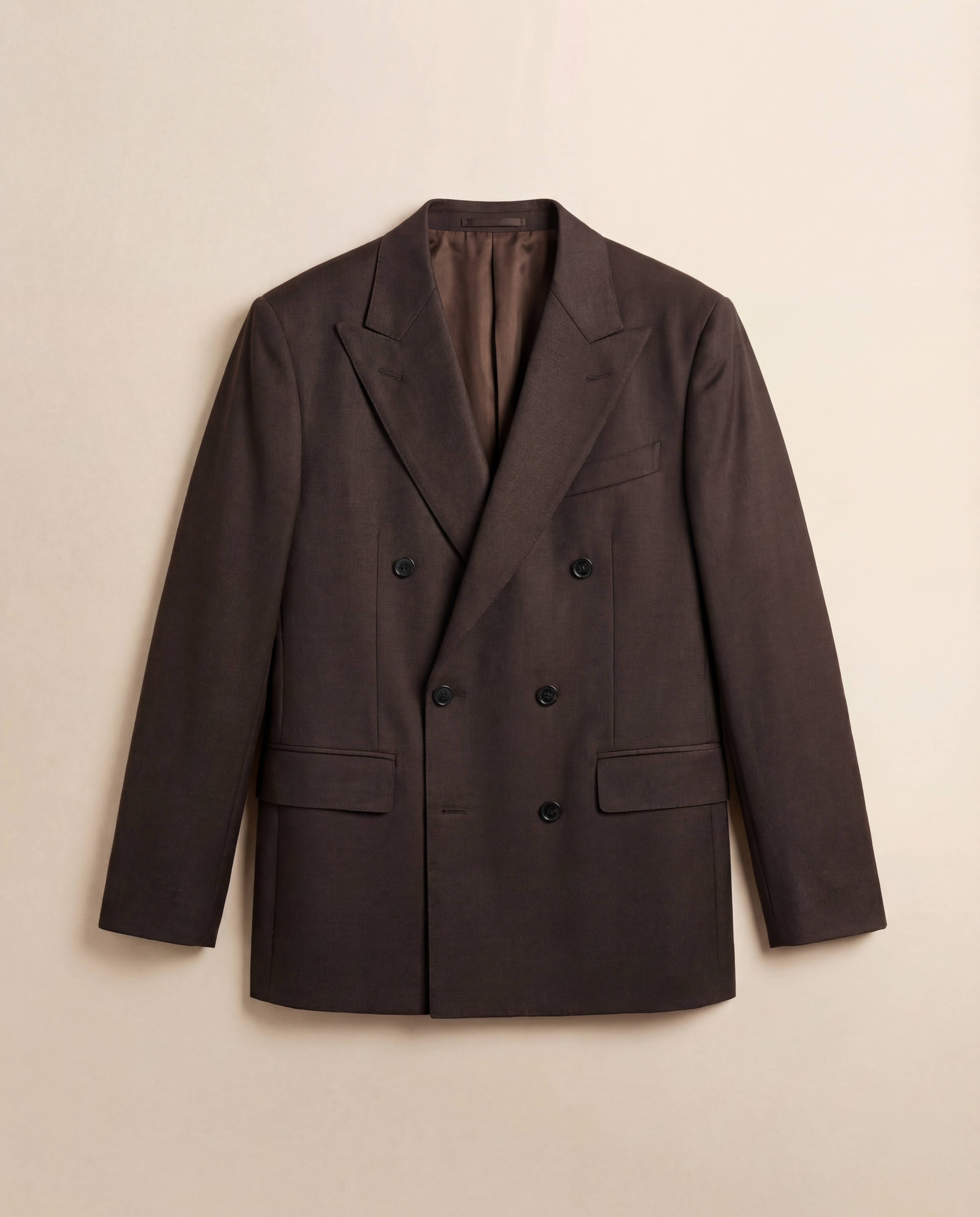 Double Breasted Virgin Wool Peak Lapel Jacket