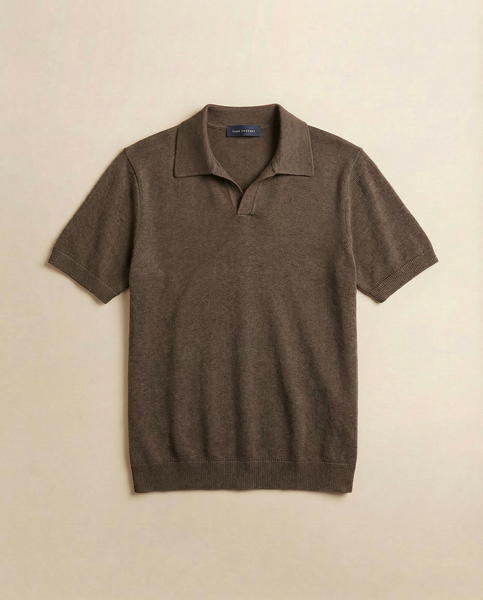 トップス 00s HERMES Skipper Polo Shirt archive Men's Brown Linen Cotton Short Sleeve Skipper Polo Shirt – Thom
