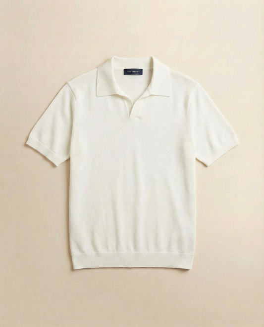 Linen Cotton Short Sleeve Skipper Polo Shirt