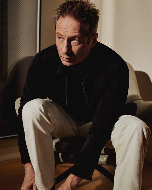 David Duchovny In Thom Sweeney's Cotton Easy fit Flat Front Chinos