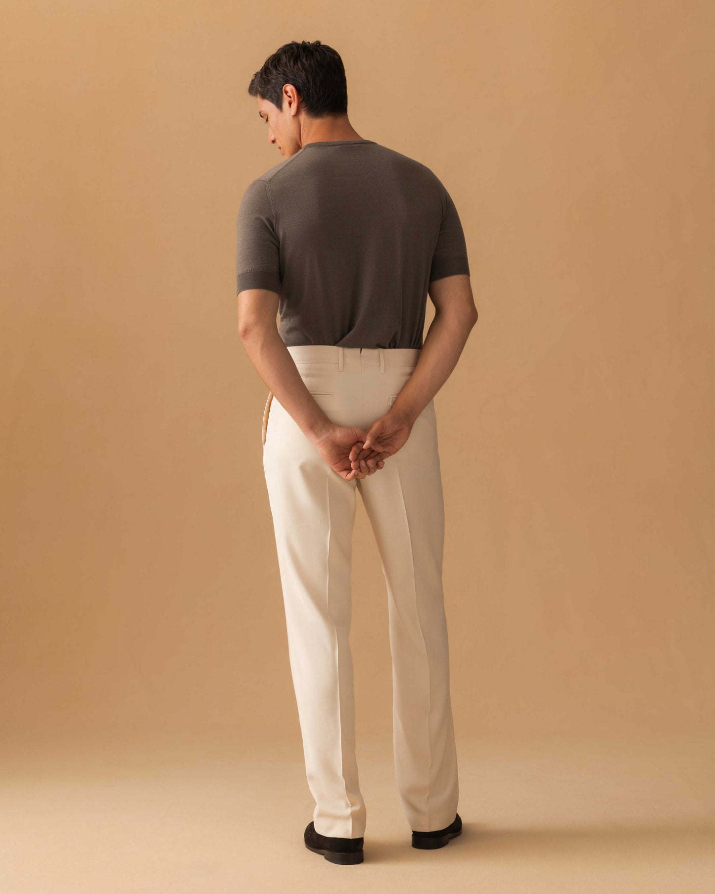 Viscose Wide Leg Trousers Off White Model Back Image