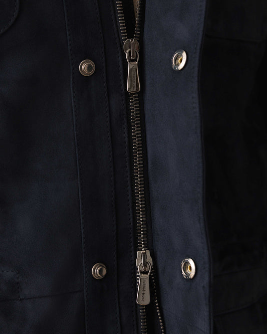 Suede Field Jacket Navy Model Zip Image