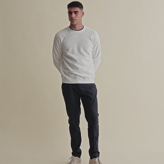 Loopback Cotton raglan Sweater White Video