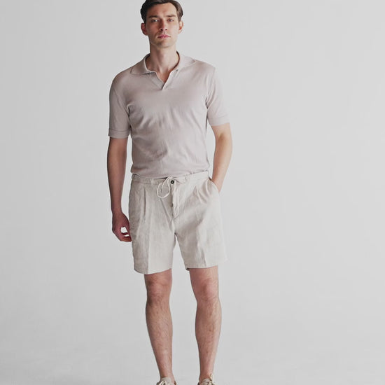 Linen Jersey Pleated Shorts Beige Video