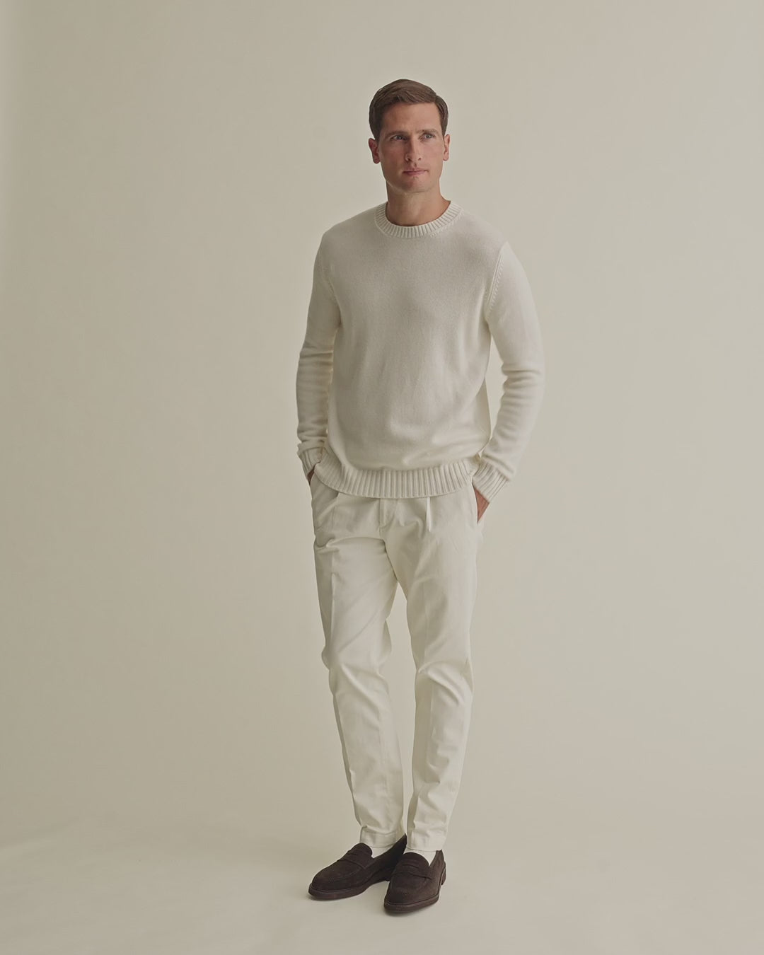 Cashmere Crew Neck Sweater Off White Model Video