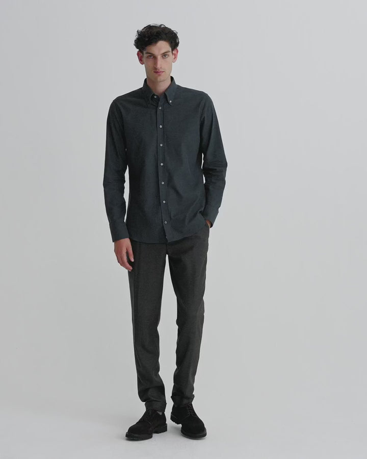 Flannel Button Down Collar Shirt Charcoal Model Video