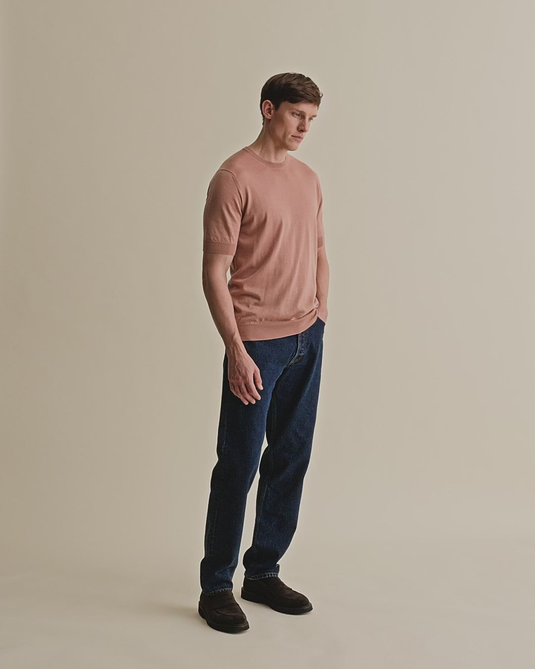 Cashmere Silk T-Shirt Terracotta Model Video