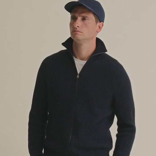 Wool Cashmere Baseball Cap Navy Model Video