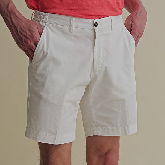 Cotton Flat Front Casual Shorts Stone Video