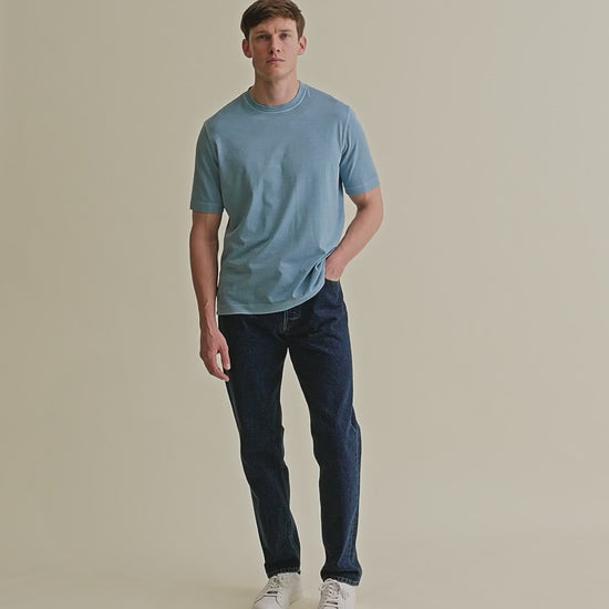 Lightweight Cotton Classic T-Shirt Powder Blue Model Video