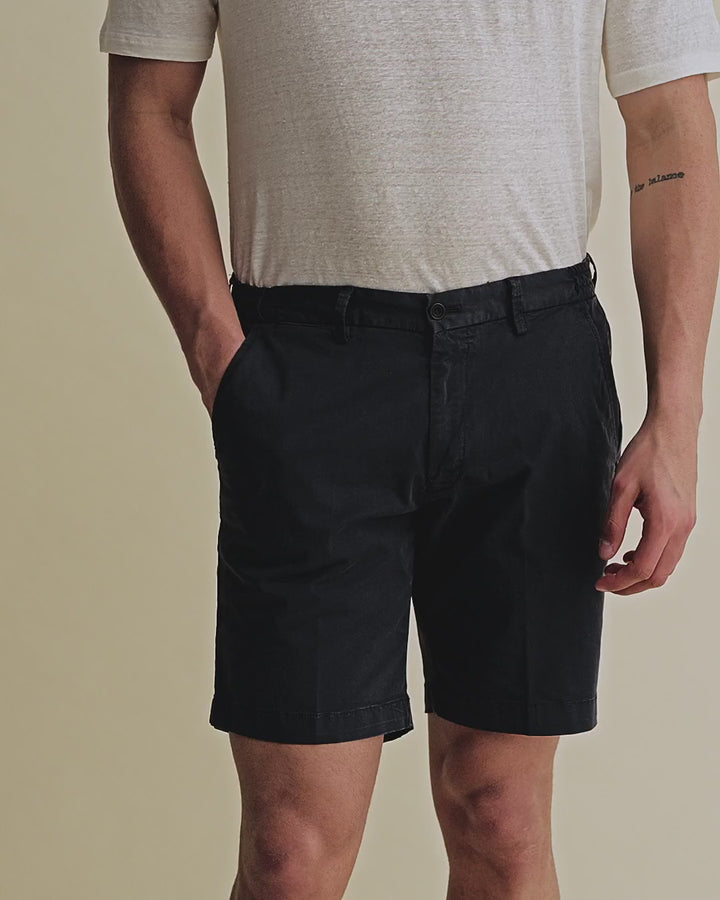 Cotton Flat Front Casual Shorts Navy Video